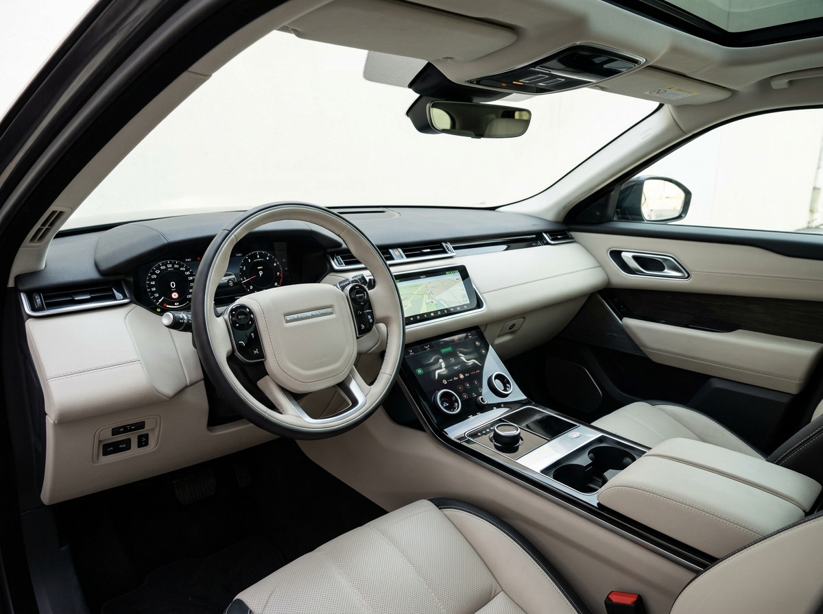 Velar dashboard with dual touchscreens